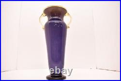 Vintage 11 Iridescent Studio Art Glass Double Handle Vase Signed Rick Strini