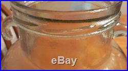Vintage 12 tall Decorative Glass Jar with handles Wooden Lid