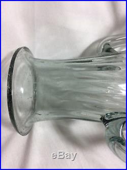 Vintage 17 Bubble Glass Vase Jar Urn Dual Handles Hand Blown Mid Century Huge