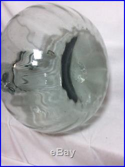 Vintage 17 Bubble Glass Vase Jar Urn Dual Handles Hand Blown Mid Century Huge