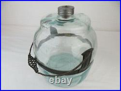Vintage 1913 aqua Glass kerosene jar container RARE handle patented July1st 1913