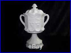 Vintage 1950's Westmoreland Milk Glass Large Handled Pedestal Cookie Jar