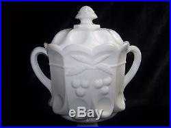 Vintage 1950's Westmoreland Milk Glass Large Handled Pedestal Cookie Jar