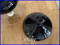 Vintage 1960's Italian Empoli 16 Black Art Glass Footed Apothecary Jar withLid