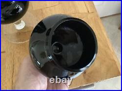 Vintage 1960's Italian Empoli 16 Black Art Glass Footed Apothecary Jar withLid