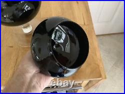 Vintage 1960's Italian Empoli 22 Black Art Glass Footed Apothecary Jar withLid