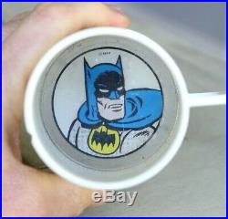 Vintage 1966 BATMAN and ROBIN Drinking Glass Mug Milk Cookie Jar Handle white