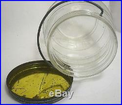 Vintage 1 Gallon Glass Barrel Pickle Jar with Metal Screw Top Lid & Bale Handle