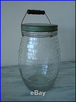 Vintage 1 Gallon Pickle / Pigs Feet Jar-Glass Original Bail And Wood Handle