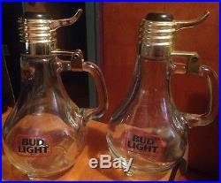 Vintage 2 Bud Light Bulb Lightbulb Glass Stein Mug Jar Beer Bar Handle Man Cave