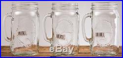 Vintage 32oz Mason Drinking Jar Mugs Large Party Glasses With Handles (Set Of 3)