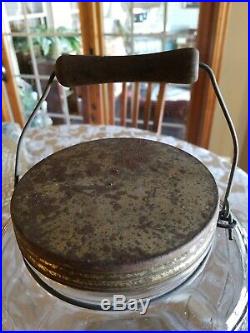Vintage 3 gallon Duraglas Glass Pickle Barrel Jar with Handle & Lid