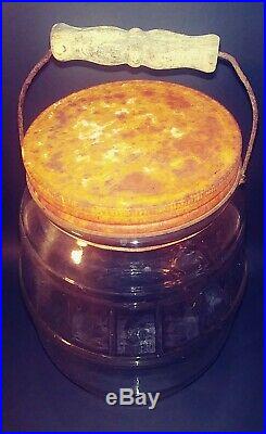 Vintage 3 gallon Glass Pickle Barrel Jar with Handle & Lid