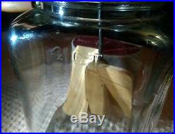 Vintage 4 Qt Glass Jar Butter Churn w Wooden Handle & Paddles Intact 12H