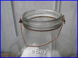 Vintage 5 Gallon Heavy Thick Glass Jar With Wire Handles B9113