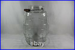 Vintage Anchor Hocking Glass Pickle Jar Red Armour LID Wood Handle 13