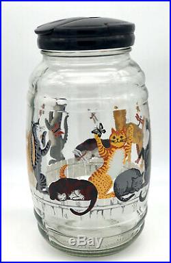 Vintage Anchor Hocking Sun Tea Glass Jar W Dispenser Spigot Dancing Cats, RARE