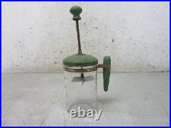 Vintage Atlas Glass Food Chopper Green Metal Top with Wood Handle