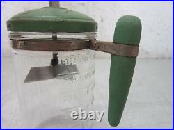 Vintage Atlas Glass Food Chopper Green Metal Top with Wood Handle