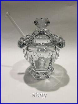 Vintage BACCARAT Harcourt Missouri Clear Crystal Lidded Mustard Jar & Spoon