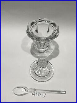 Vintage BACCARAT Harcourt Missouri Clear Crystal Lidded Mustard Jar & Spoon