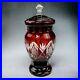 Vintage Bohemian Ruby Red Cut to Clear Case Glass Apothecary Candy Jar Lid 9.5
