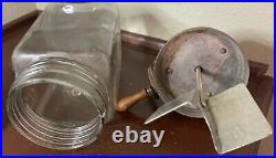 Vintage Butter Churn Glass Jar Wood Handle Metal Paddle Screw Lid Crank 560 1