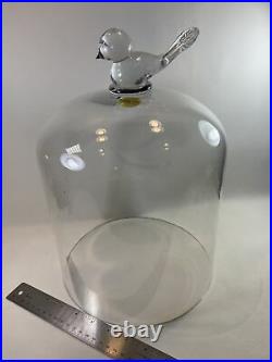 Vintage Cloche Glass Bell Jar Display Case 13 High With A Glass Bird Handle