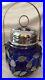 Vintage Cobalt Blue Glass & Silver Cover Sugar Jar And Comfort Handle