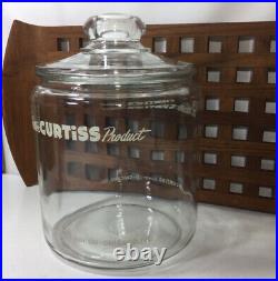 Vintage Curtiss Candy Glass Display Jar with Lid 10 Tall 7 Rare Wide Handle Lid
