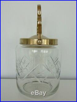 Vintage Cut Glass Biscuit/Cookie Jar EPNS Lid & Handle