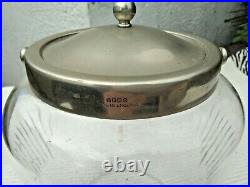 Vintage Cut Glass & Silver Plated LID & Handle Ice Bucket / Jar