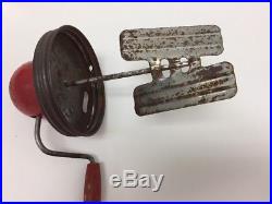 Vintage Dazey Butter Churn Red Bullet Top/Crank Handle on Glass Barrel Jar
