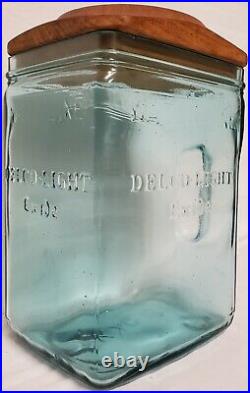 Vintage Delco Light Exide KXG 13 Embossed Handled Glass Battery Jar Water Line