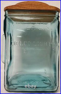 Vintage Delco Light Exide KXG 13 Embossed Handled Glass Battery Jar Water Line