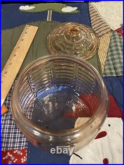 Vintage Depression Glass Pink Bisquit Jar With Lid