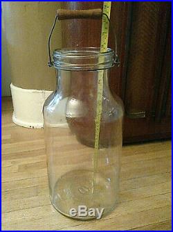 Vintage Duraglas Illinois 15.5 General Store Glass Pickle Jar Wire Wood Handle