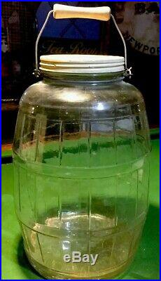 Vintage Duraglas Jumbo Pickle Glass Jar With Original LID And Handle