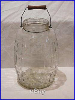 Vintage Duraglas Pickle Jar with Bale and Wooden Handle / No Lid