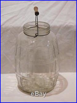 Vintage Duraglas Pickle Jar with Bale and Wooden Handle / No Lid