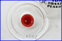 Vintage Eat Toms Toasted Peanuts 5 Cents Glass Jar Embossed Handle & Lid Black