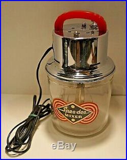 Vintage Electric Spee-dee Mixer Red Bakelite Handle Glass Jar WORKS