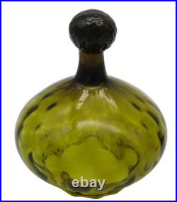 Vintage Empoli Italian Art Glass Avocado Green Optic Apothecary Jar