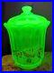 Vintage FENTON vaseline carnival glass hand painted lemon signed 2 pc lidded jar