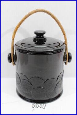 Vintage Fenton #1681 Ebony Black Big Cookies Macaroon Jar With Handle