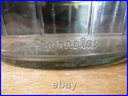 Vintage General Store Barrel Pickle Jar Glass Duraglas with Bail Handle Wood Lid