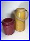 Vintage Genuine & Crafted Original Mustard Glass Vase Rope Maroon Jar Handle