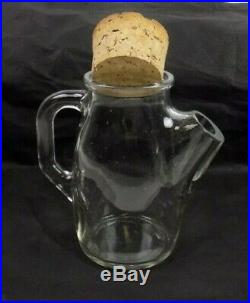 Vintage German Clear Glass Nut Jar / Server With Spout & Handle / Cork Top