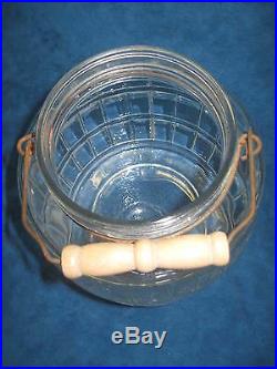 Vintage Glass Barrel Style General Store PICKLE JAR/ STORAGE CANISTER, WD Handle