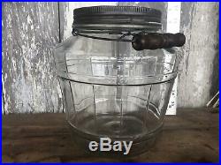 Vintage Glass Barrel Style General Store PICKLE JAR STORAGE Pretzels Wood Handle